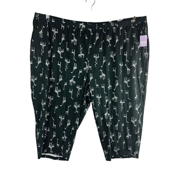 New Catherines Womans Sz 5X 34/36W Pajama Pants Only Capris Giraffe Black NWT - Picture 1 of 7
